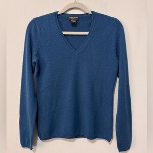 Lord & Taylor Cashmere Blue V-Neck Sweater